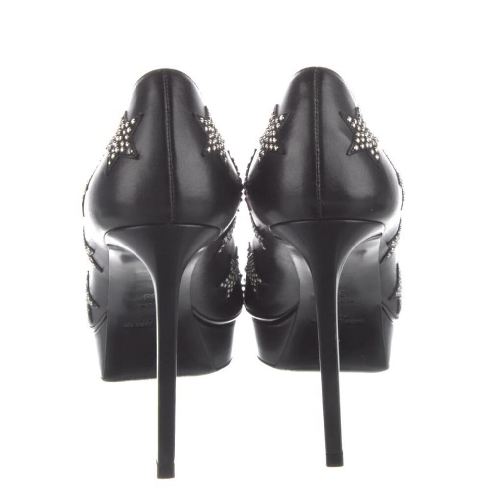 Saint Laurent Paris 38 / 8 Heels Black Leather Star Studded Pumps Stilletos - Picture 5 of 8